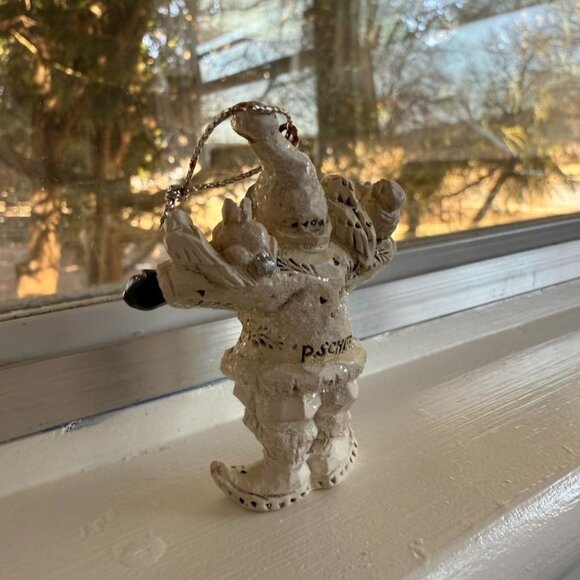 Vintage Pam Schifferl Winter White Santa with Woodland Animals Christmas Ornamen - Picture 4 of 9